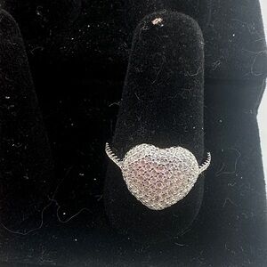 Heart Pavé Crystal Ring - Silver Tone